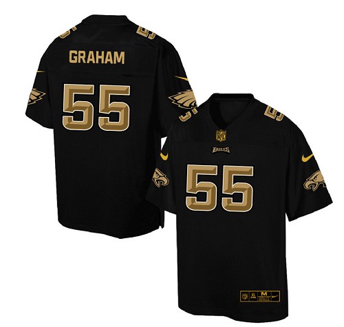 Men's Elite Brandon Graham Nike Jersey Black - #55 Pro Line Gold Collection NFL Philadelphia Eagles